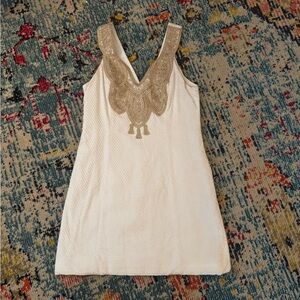 Lilly Pulitzer Elegant Cream Dress with Gold Embellishments